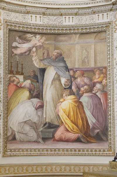 St. Peter de martelaar verjaagt de duivels met de hostie, deel van de verhalen van St. Peter de martelaar door Unbekannter Künstler