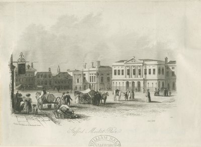 Stafford - Marktplein: gravure, nd [ca. 1841] door Unbekannt