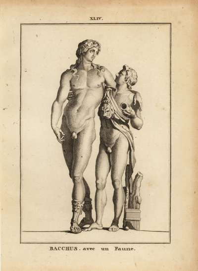 Standbeeld van Bacchus, de Romeinse god van de wijn, en een jonge faun door Unbekannt