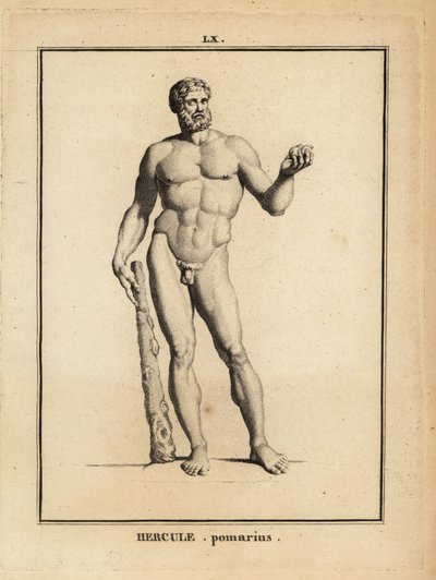 Standbeeld van Hercules Pomarius, Romeinse held en god, met een grote knuppel door Unbekannt