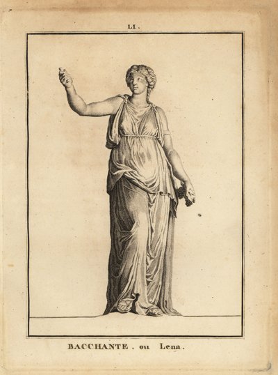 Standbeeld van een Bacchante, volgeling van de Romeinse god van de wijn Bacchus, met druiven door Unbekannt