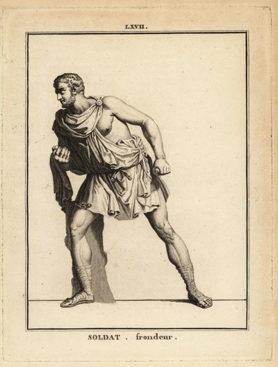 Standbeeld van een Romeinse soldaat, een slingeraar door Unbekannt