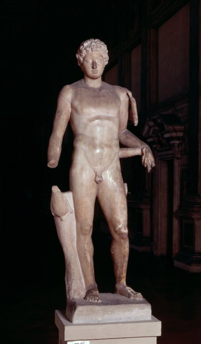 Standbeeld van een jongeling met de attributen van Mercurius, Romeins door Unbekannt