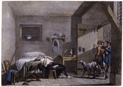 Zelfmoord van Condorcet, eind 18e eeuw (gravure) door Unbekannter Künstler