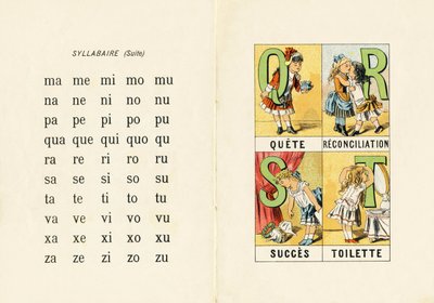 Syllabisch en Q R S T - Gravure uit ABCD des petites filles, Pellerin & Cie, Epinal, circa 1890 door Unbekannt