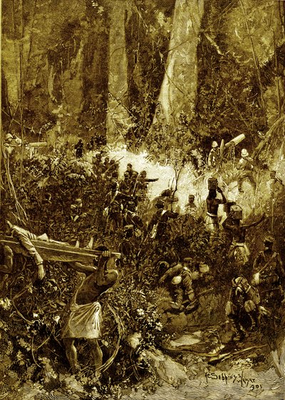 De Ashanti Oorlog van 1900: Een gevecht in het bos door Unbekannter Künstler