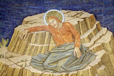 Kerk van Alle Naties, Christus in doodsangst, mozaïek van de basiliek in Gethsemane door Unbekannt