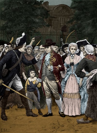 De Franse koninklijke familie op weg naar de Vergadering 1792 door Unbekannter Künstler