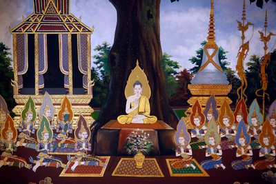 Het leven van de Boeddha, muurschildering, Wat Botum tempel, Phnom Penh, 2022 (foto) door Unbekannter Künstler