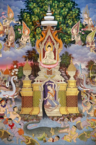 Het leven van de Boeddha, muurschildering, Wat Maniratanaram klooster, Phnom Penh, 2022 (foto) door Unbekannter Künstler