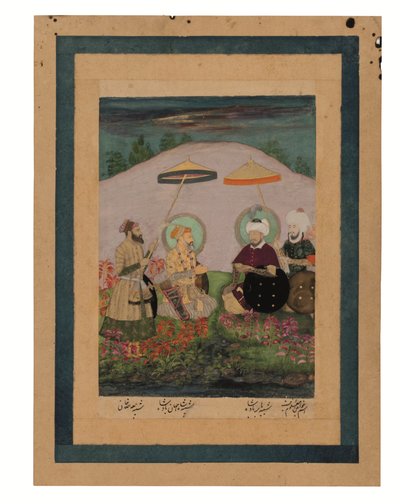 De Mughal keizer Shah Jahan met zijn voorouder Timur door Unbekannter Künstler