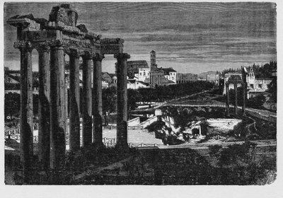 Het Romeinse Forum omringd door de ruïnes van verschillende belangrijke oude regeringsgebouwen in het centrum van de stad Rome. Burgers van de oude stad noemden deze ruimte, oorspronkelijk een markt, het Forum Magnum, of gewoon het Forum. door Unbekannt
