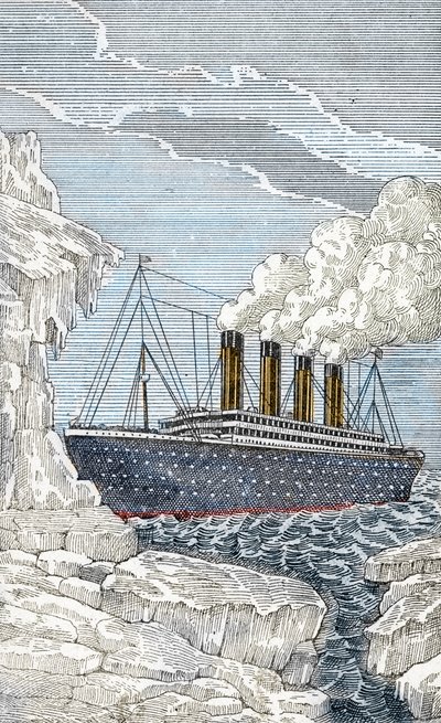 De Titanic die op 14 april een ijsberg raakt door Unbekannter Künstler