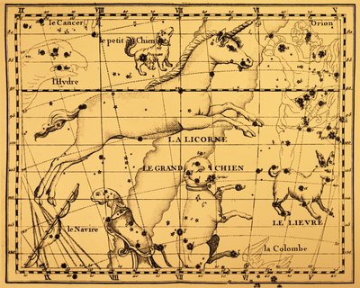 De sterrenbeelden Monoceros en Canis Major door Unbekannter Künstler