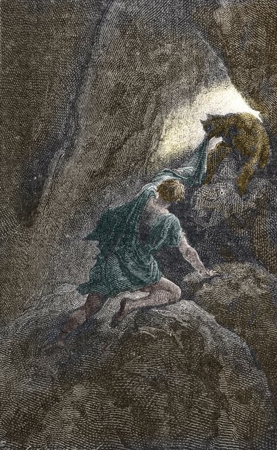 De ontsnapping van Aristomenes uit de grot waar hij gevangen zat door Unbekannter Künstler