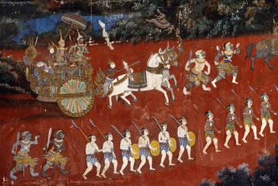 Het interieur van de Zilveren pagode muren is bedekt met muurschilderingen die verhalen uit de Reamker afbeelden, d.w.z. de Khmer-versie van het klassieke Indiase epos, de Ramayana. Sommige delen van de muurschilderingen zijn verslechterd en door het weer  door Unbekannt