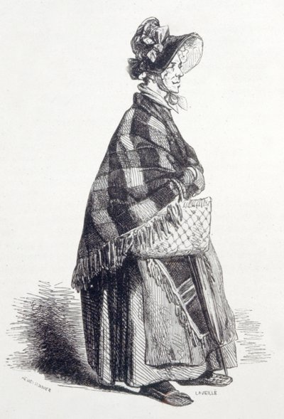 Het oude meisje (gravure) door Unbekannter Künstler