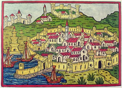 De haven en stad Napels in 1482, uit 