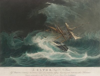 Het schip Clyde, voor Point Natal (?), gevangen in de storm op 1 november door Unbekannter Künstler