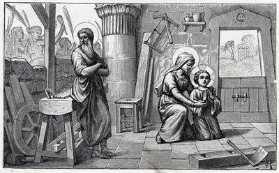 Het verblijf in Egypte. Alfabet van het kind Jezus. Editie van 1932. Houtsneden gesigneerd H G. Privécollectie door Unbekannter Künstler