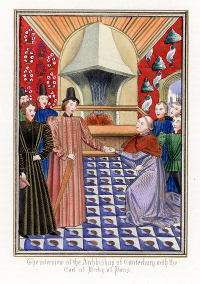 Thomas Arundel (1353-1414), aartsbisschop van Canterbury, met Henri Bolingbroke (Henry IV van Engeland) door Unbekannter Künstler