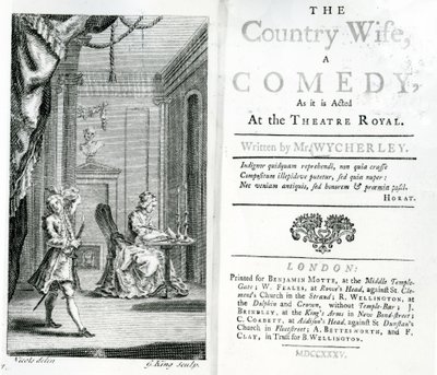 Titelpagina van het script voor The Country Wife in het Royal Theatre door Unbekannt