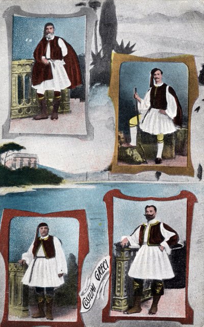 Traditionele Griekse mannenkostuums - Ansichtkaart 1914-1918 door Unbekannt