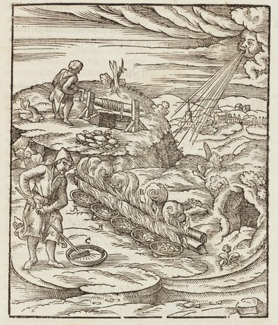 Behandeling van bismut - Gravure uit Description des minerais et des principales methodes d