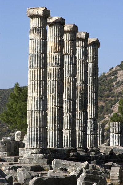 Turkije Pyrene zuid Egeïsche kust boven de vlakte van de rivier Meander tempel van de godin Athena door Unbekannt