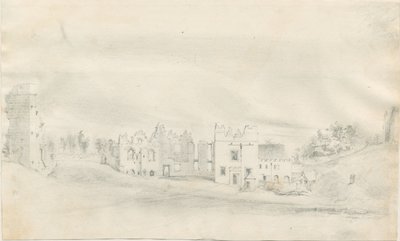 Tutbury Kasteel: potloodtekening, nd [?19e eeuw] door Unbekannt