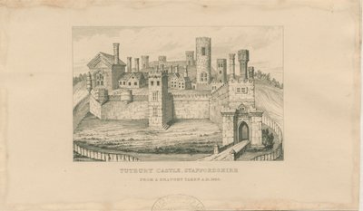 Tutbury Kasteel: staalgravure, 1620 door Unbekannt