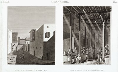 Twee uitzichten van Alexandrië, Egypte, ca. 1798 door Unbekannt