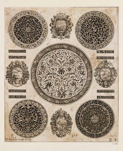 VK, Londen, Studie voor sierlijke tekening op horlogekast door Benjamin Baud