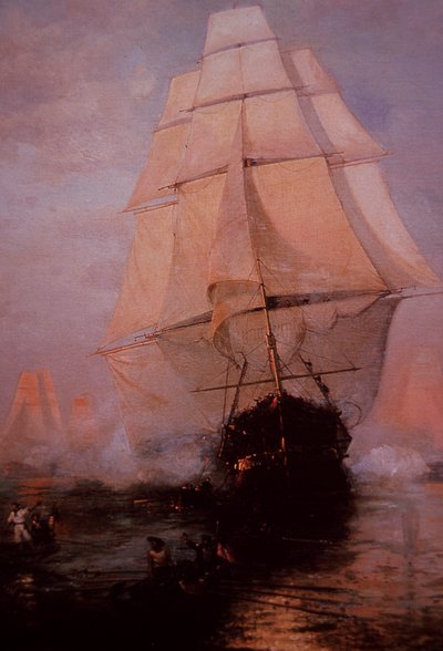 USS Constitution ontsnapt aan de Britten door Nicolas d