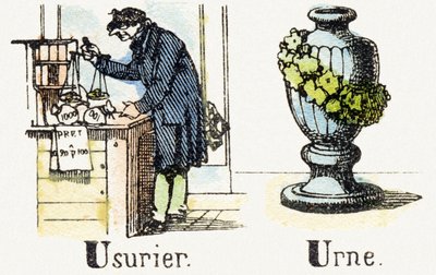 U - Usurier - Urn - Kindervermaak Alfabet c.1890 door Unbekannt