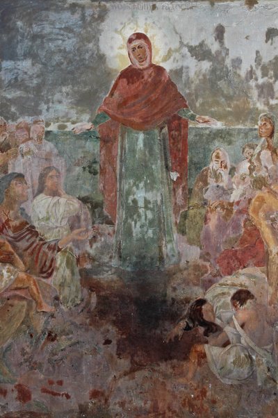 Oekraïne, Kiev, Kyiv-Percherska Lavra (Orthodoxe Grottenklooster-orig 1051), fresco bij ingang door Unbekannt