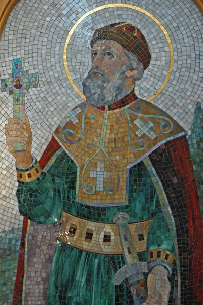 Oekraïne, Kiev, St. Illya Orthodoxe Kathedraal & Klooster (Byzantijns), mozaïek van St. Vladimir door Unbekannter Künstler