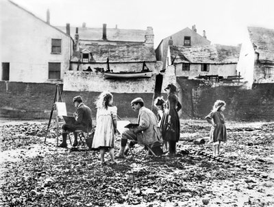 Verenigd Koninkrijk: Kunstenaars schilderen bij de rivier Torridge. Appledore, Devon door Unbekannt