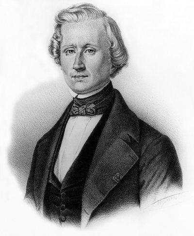 Urbain Jean Joseph Le Verrier (1811-1853) Franse astronoom en directeur van het observatorium in Parijs, gravure door Auguste Roy door Unbekannter Künstler