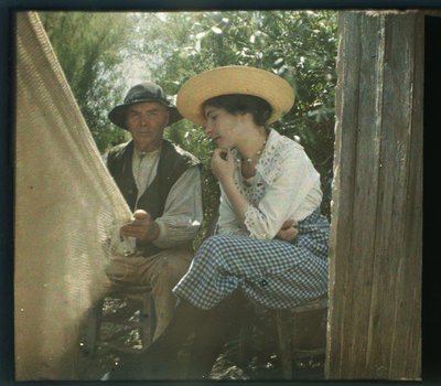 Pittoreske Vendée: La leçon de filet, augustus 1919, Longeville, Frankrijk - Autochroom anoniem door Unbekannter Künstler