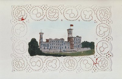 Victoriaans papieren doily met een uitzicht op Osborne House door Unbekannt