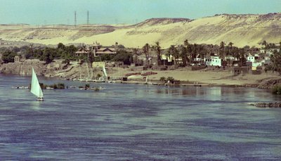 Uitzicht op de Nijl met Faluka-boot Egypte, ca. 1979 (foto) door Unbekannter Künstler