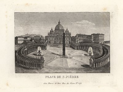Zicht op het Sint-Pietersplein, met de Sint-Pietersbasiliek en oude Egyptische obelisk door Unbekannt