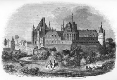 Uitzicht op kasteel van Gaillon, Normandië. 19e eeuw (gravure uit 