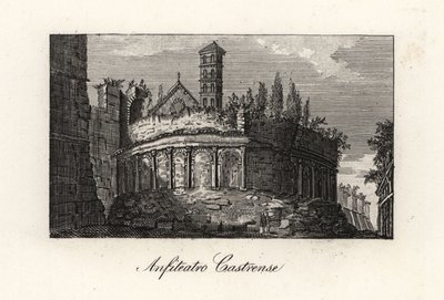 Uitzicht op het Amphitheatrum Castrense en de Aureliaanse Muren, Rome door Unbekannt