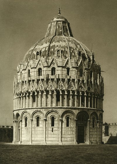 Zicht op het Baptisterium van Pisa door Unbekannt