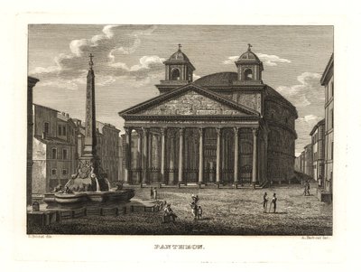 Uitzicht op het Pantheon en de Fontana del Pantheon, Rome door Unbekannt
