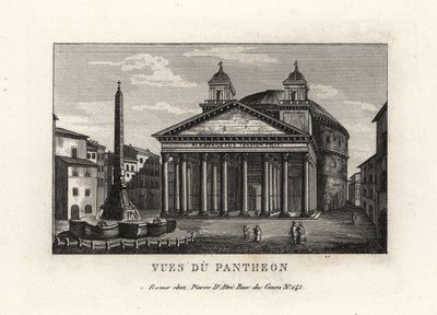 Pantheon met fontein, Fontana del Pantheon, en Macuteo obelisk op het Piazza della Rotonda, Rome door Unbekannt