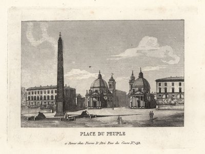 Uitzicht op de Piazza del Popolo, met een Egyptische obelisk van Ramses II uit Heliopolis, Rome door Unbekannt