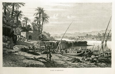 Uitzicht op de haven van Aswan in Egypte - Illustratie uit de Atlas van Egypte door Unknown